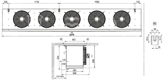 výparník ECO - Luvata GCE355A6, 21.41 kW (dT 8 st., R404) bez odtávání
